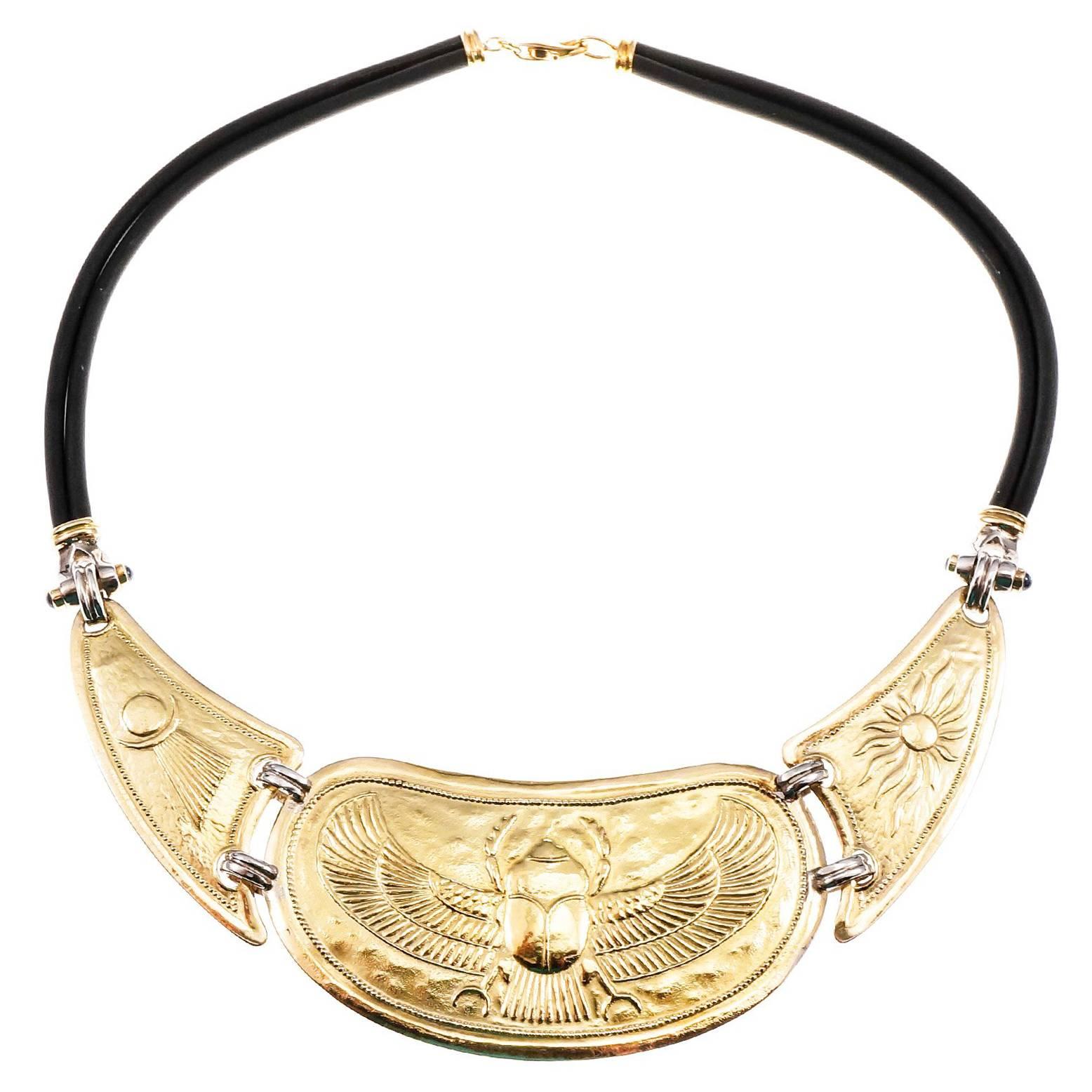 La Nouvelle Bague Egyptian Sapphire Silver Gold Necklace