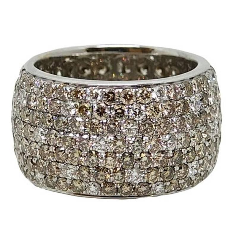 Brown and White Diamond White Gold Ring For Sale