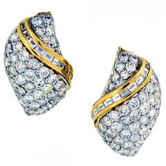 Marcus & Co Pave Set Diamond White and Yellow Gold Earclips