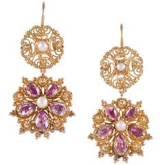 Cannetille Gemstone Gold Earrings