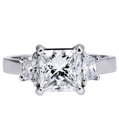 2.01 Carat GIA Certified Diamond Platinum Three Stone Engagement Ring 7