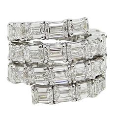 21.55 Carat Emerald Cut Diamond Spiral White Gold Ring 9