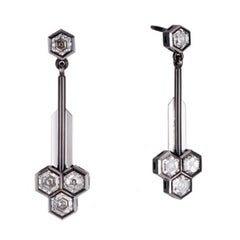 Cushla Whiting 
Honeycomb Hex
 Art Deco style 2.81 carat Diamond Earrings