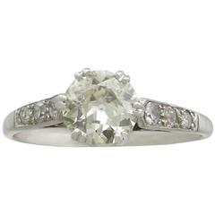 Vintage 1930s 1.14 Carat Diamond and Platinum Solitaire Engagement Ring