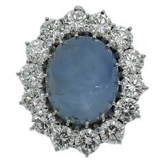 Blue Star Sapphire and Diamond White Gold Pendant Enhancer 12