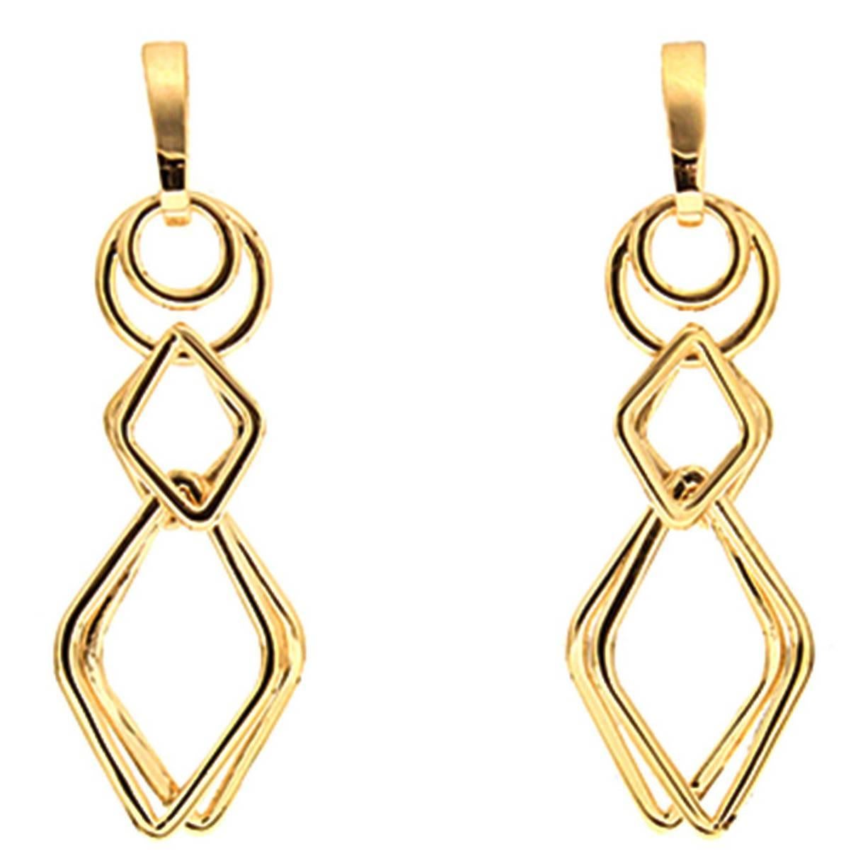 Valentin Magro Dangling Double Geometric Links Gold Earrings