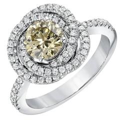 1.03 Carat GIA Certified Champagne Diamond White Gold Ring 11