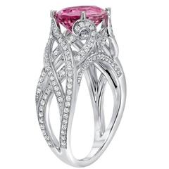 Fine 3.18 Carat Pink Spinel Diamond White Gold Ring 6