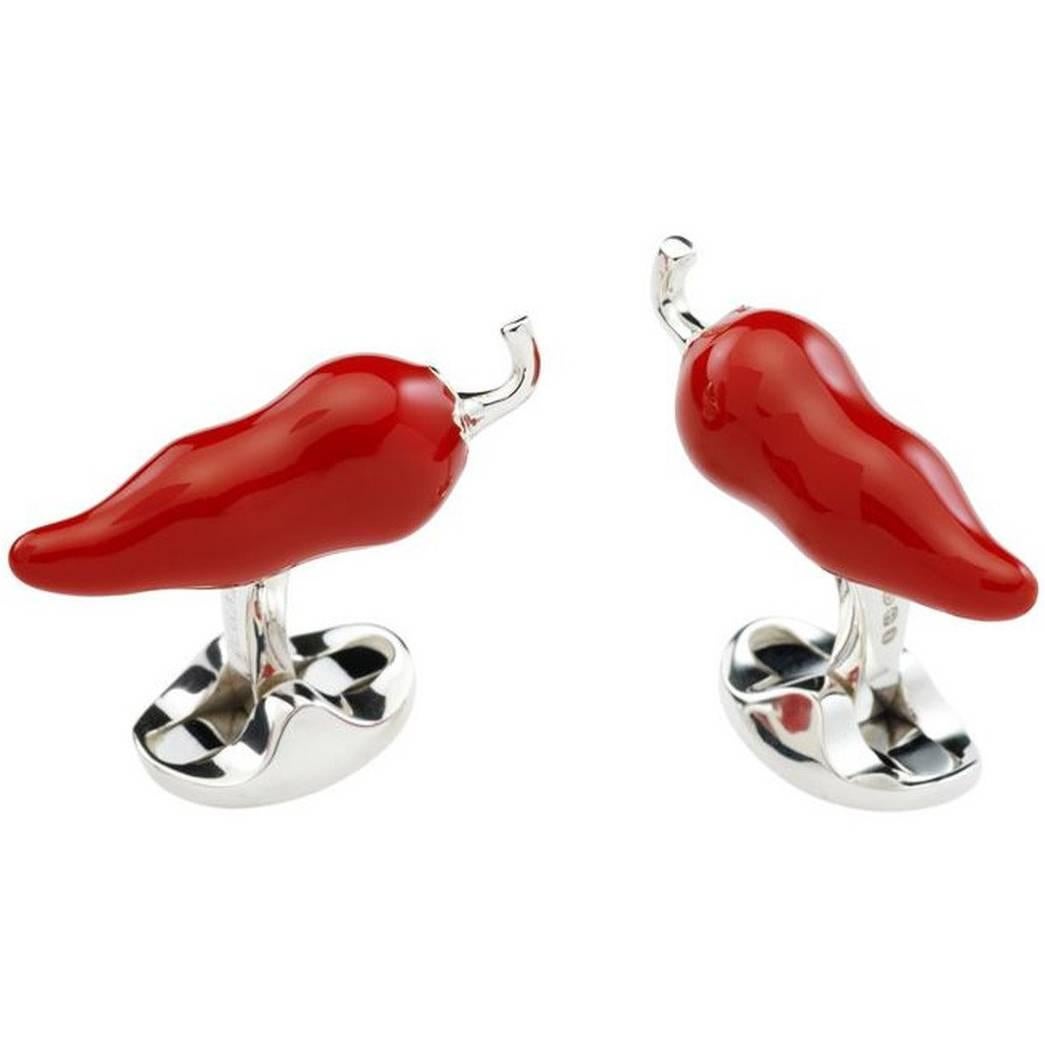 Deakin & Francis Sterling Silver Red Chili Cufflinks