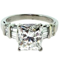 Princess Cut 3.01 Carat Diamond Engagement Platinum Ring, GIA Certified