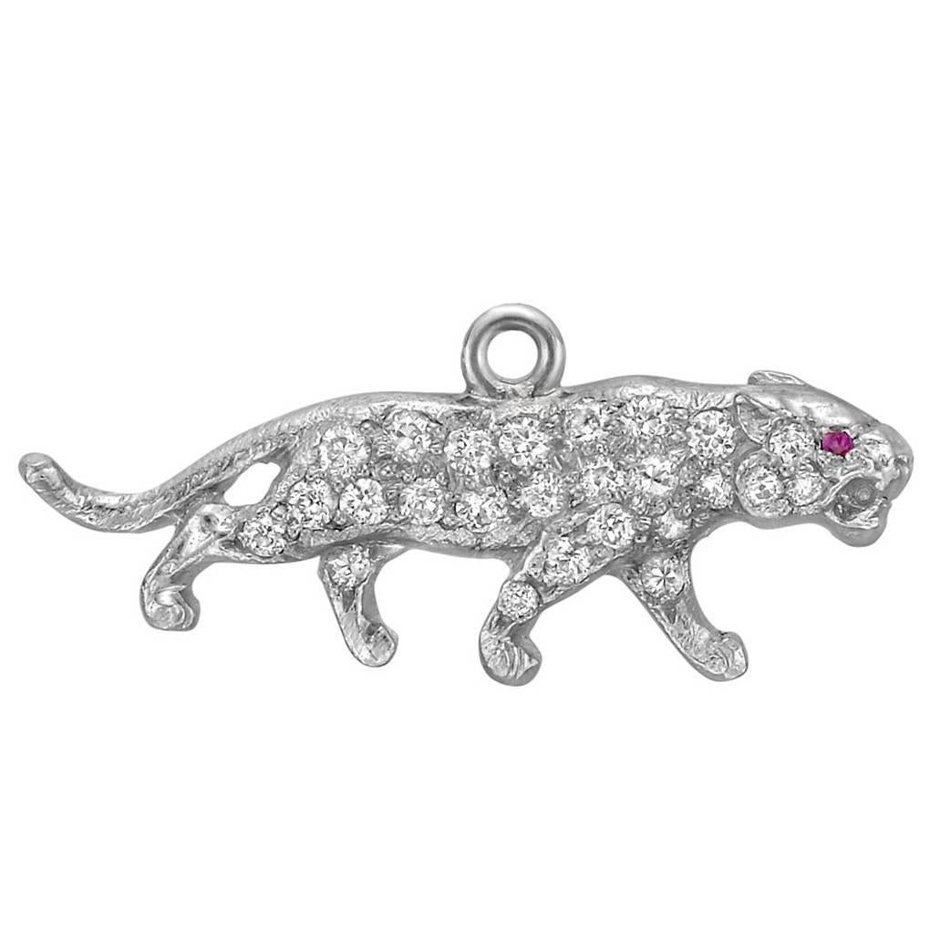 Diamond Platinum Panther Charm