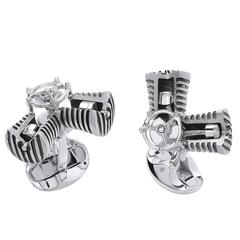 Deakin & Francis Silver and Rose Gold Piston Engine Cufflinks