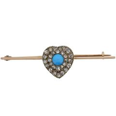 Late Victorian Turquoise and Rose Cut Diamond Brooch, circa 1900s 12