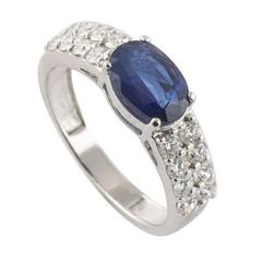 White Gold Sapphire and Diamond Ring 8