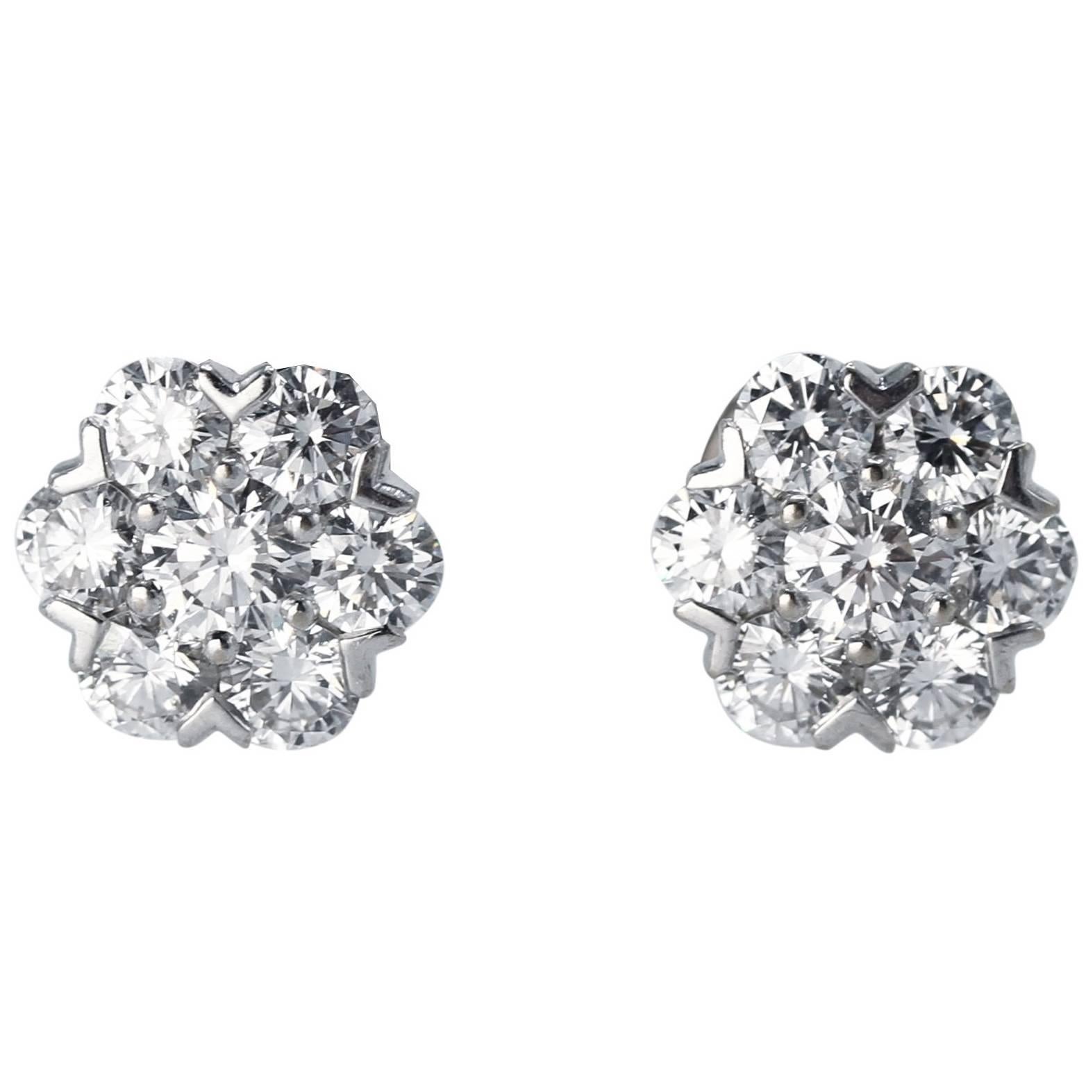 Van Cleef & Arpels Diamond White Gold Fleurette Earrings For Sale