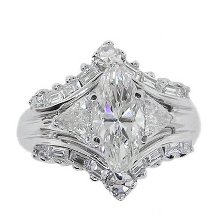 Marquise Diamond White Gold Ring For Sale