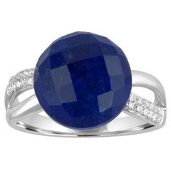 Bague en or avec lapis-lazuli et diamants en cabochon de 7,37 carats