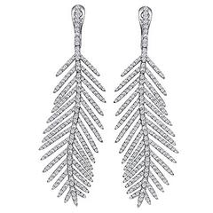 Micro Pave Feather Drop Earrings