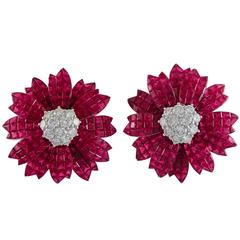 Sabbadini Ruby Diamond White Gold Earrings 2