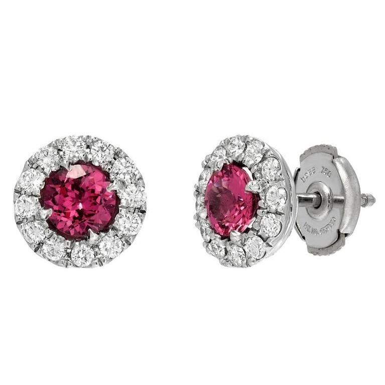 Spinel Diamond Stud Earrings 1.14 Carats For Sale