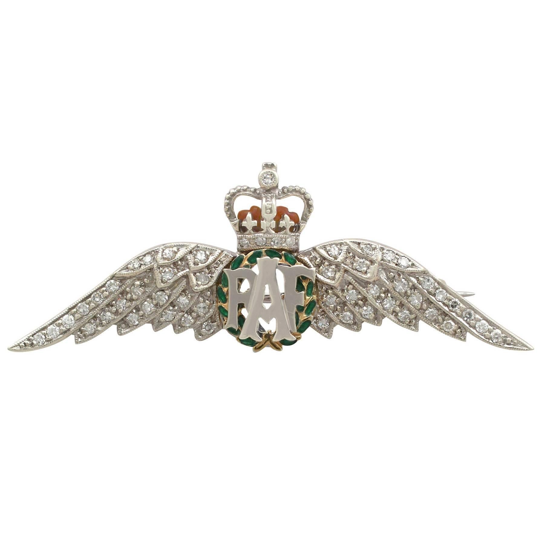1970s Diamond Enamel Gold RAF Sweetheart Brooch at 1stDibs