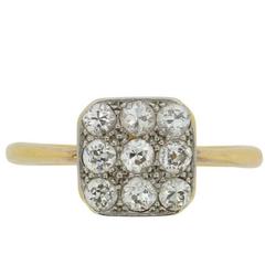 Art Deco Old Cut Diamond Square Cluster Ring, circa 1930s 1