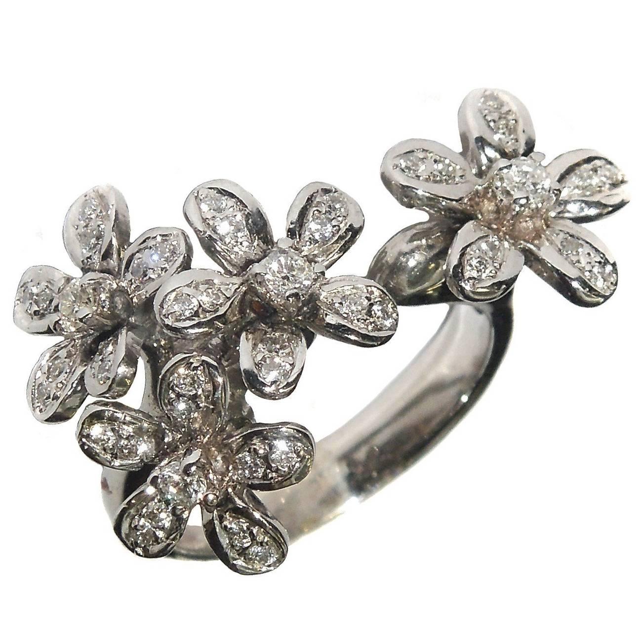 Diamond White Gold Floral Ring