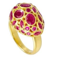 Pippa Small Ruby Gold Precious Egg Ring