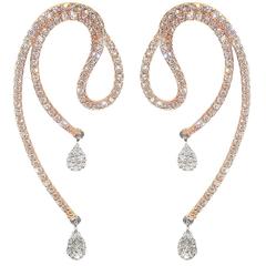 Diamond Pink Gold Drop Earrings 2