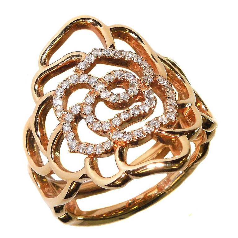 Diamond Pink Gold Ring For Sale at 1stdibs