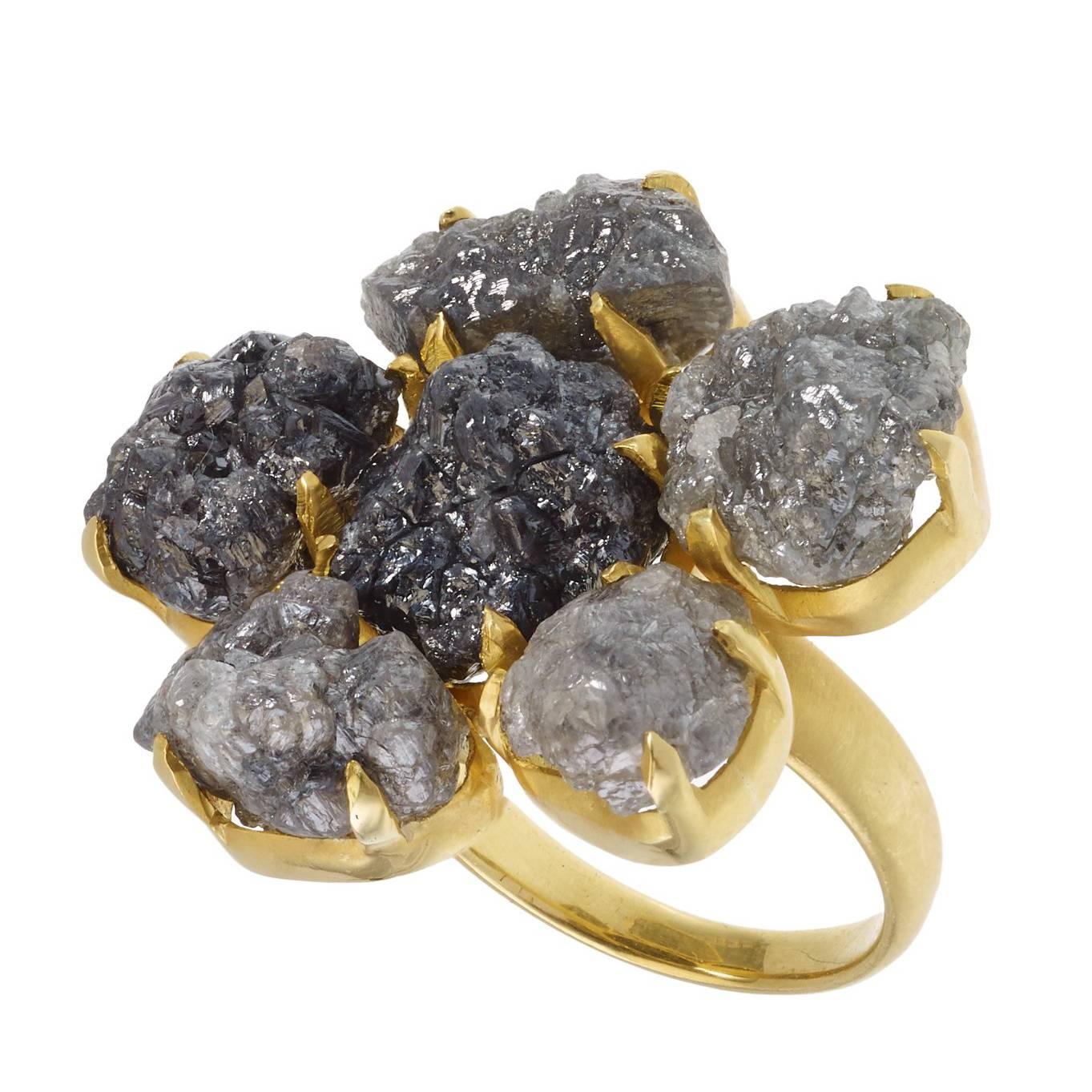 Invisible Collection Grey Diamond Gold Ring For Sale