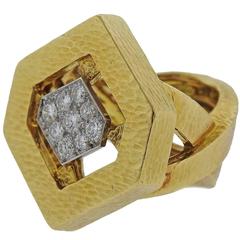 David Webb Diamond Gold Platinum Ring 6