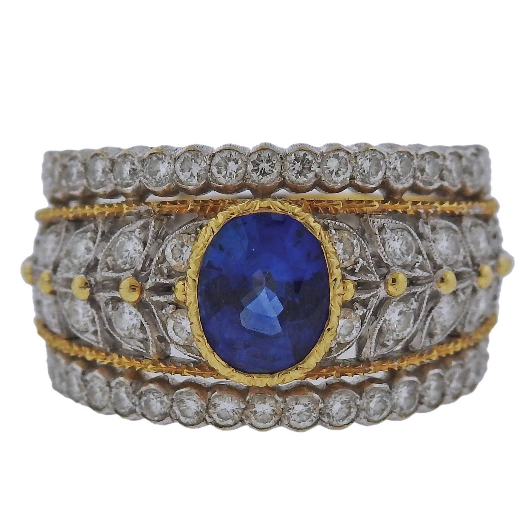 Buccellati Sapphire Diamond Gold Ring