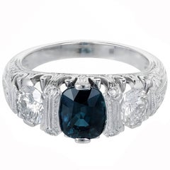 Peter Suchy Natural Sapphire Diamond Platinum Engagement Ring