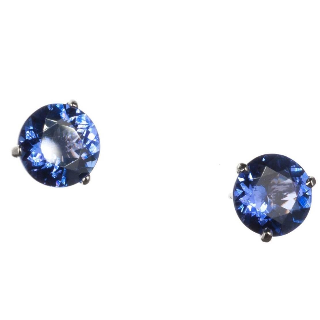 Tanzanite Stud Earrings in Platinum For Sale