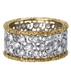 Buccellati Diamond and two color Gold Band Ring 12