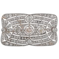 1920s Art Deco Diamond Platinum Rectangular Brooch 10