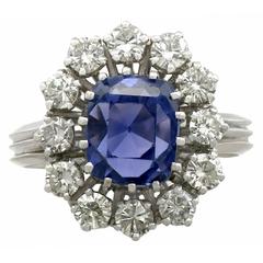 1970s Sapphire Diamond White Gold Cluster Ring 5