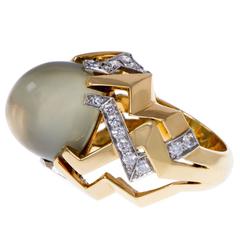 Tiffany & Co. Paloma Picasso Moonstone Diamond Gold Platinum Ring