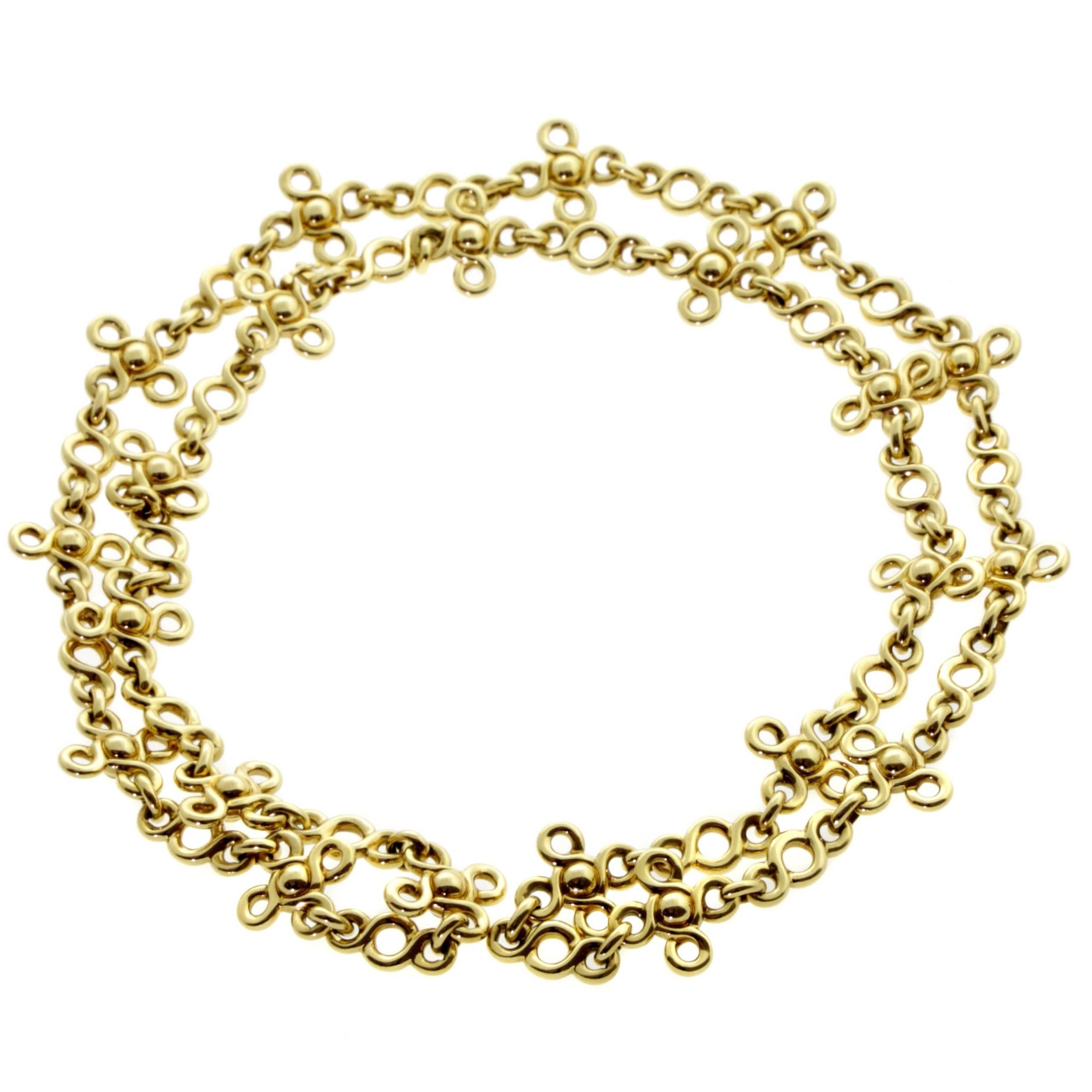Chanel Gemstone Gold Sautoir Necklace For Sale