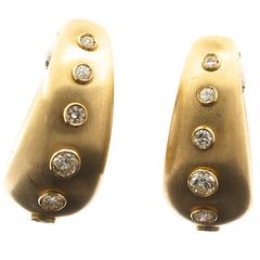 Pair of Diamond and Matte Yellow Gold 18 Karat Earrings by Christian Dior