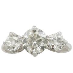 1940s Diamond and Platinum Three-Stone Ring 2