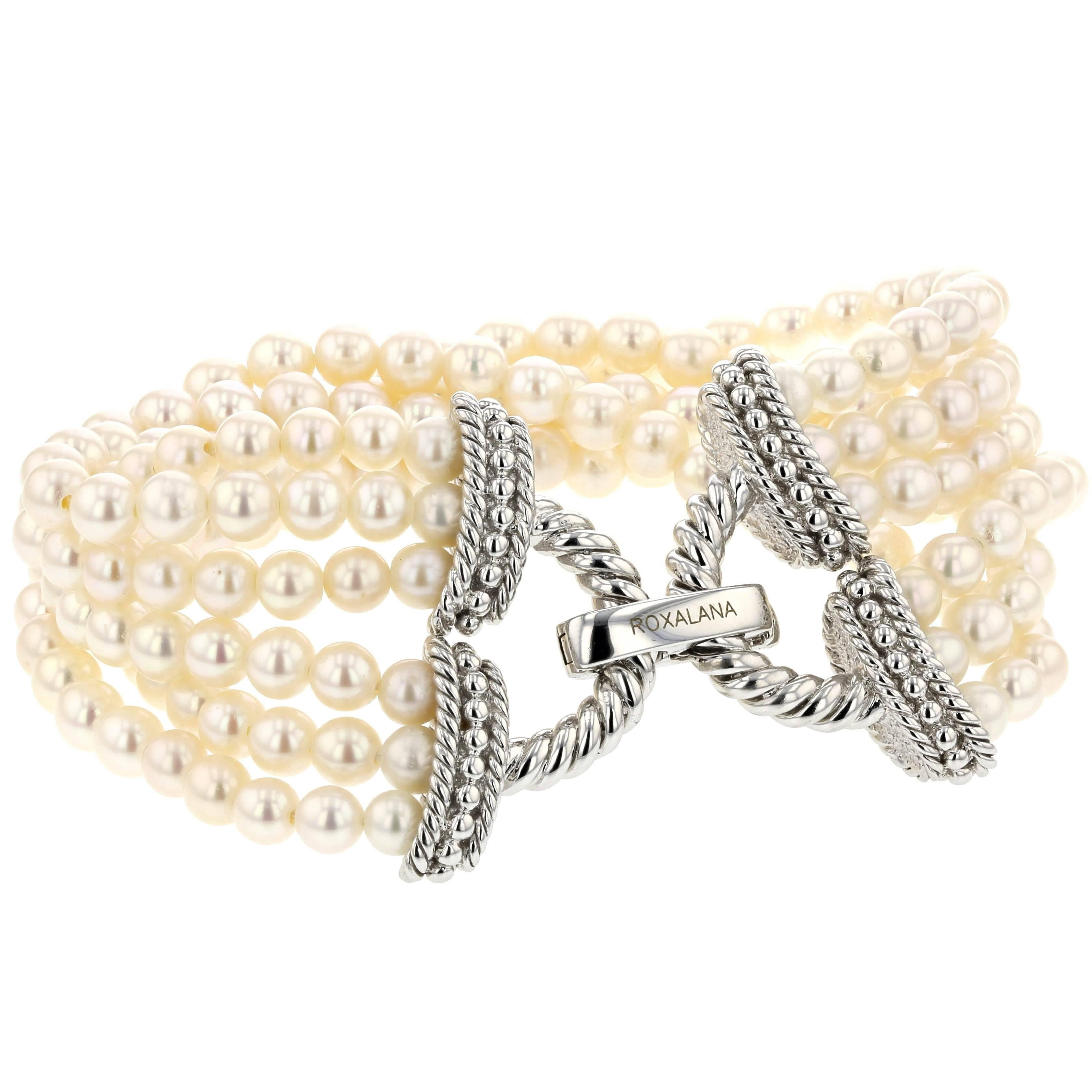 Bracelet White Gold 18 Karat 26.40g Pearls 144.80 Carat For Sale
