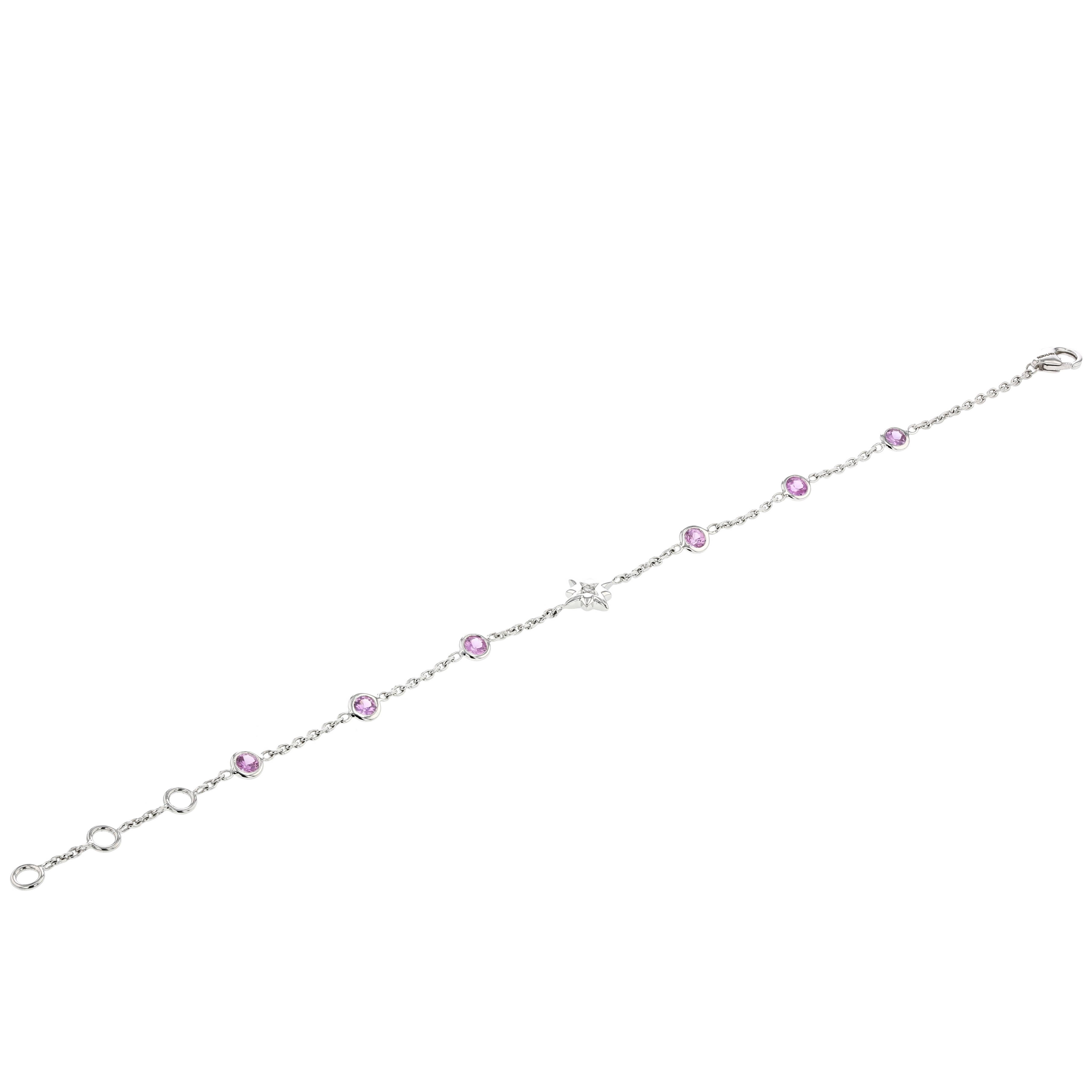 Pink Sapphire Diamond Gold Chain Bracelet For Sale