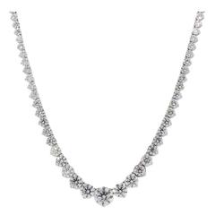 30.81 Carat Graduated Diamond White Gold Tennis Necklace 1