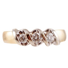 Three-Stone Diamond Wedding Ring in 14 Karat Gold