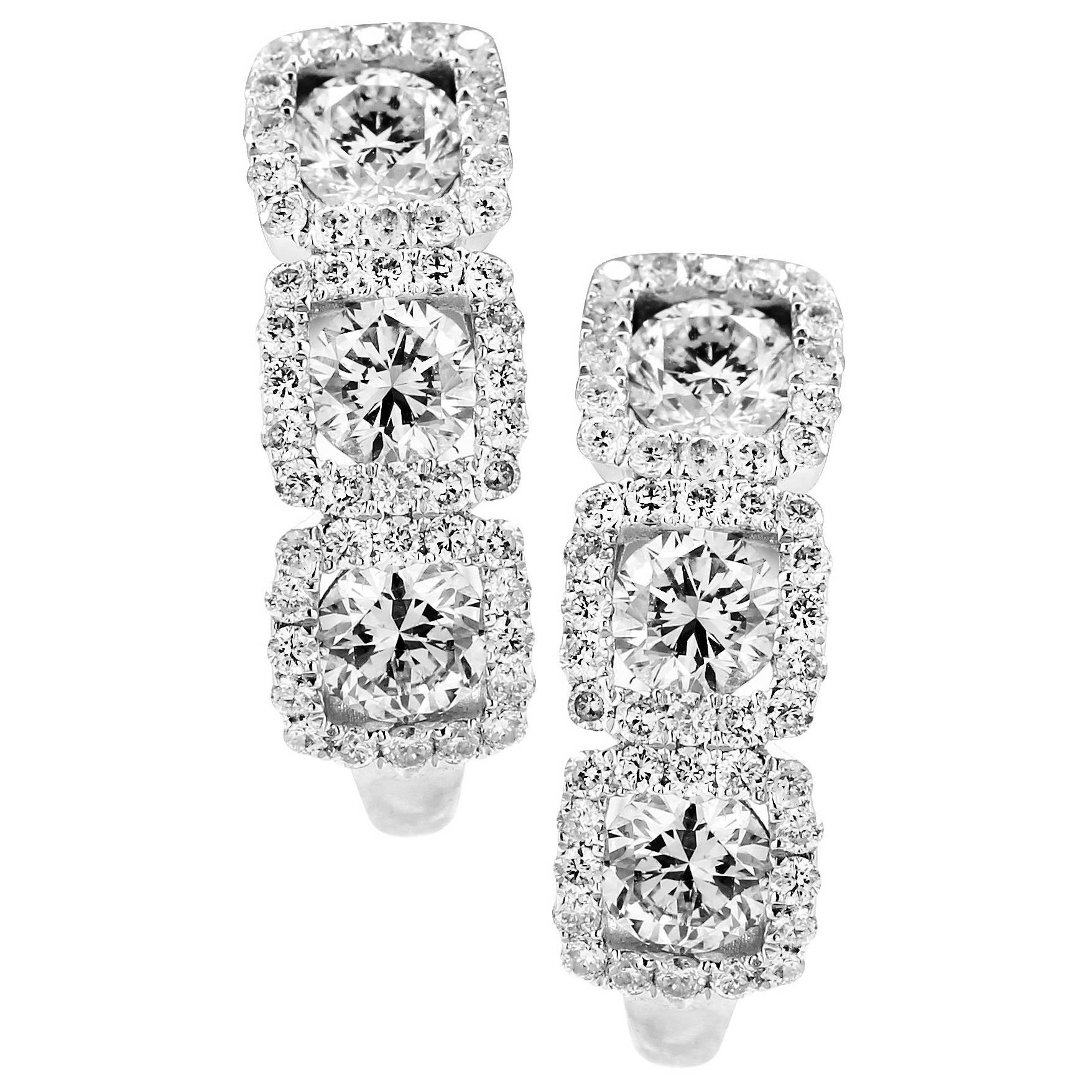 Classic 1.40 Carat Diamond Gold Earrings