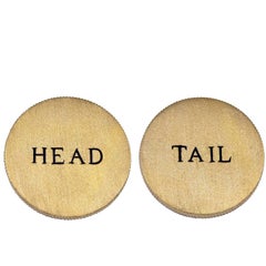 Enamel Gold Head or Tail Coin