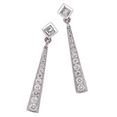 18 Carat Gold Long Diamond Drop Earrings Imp 'Gatsby' Range