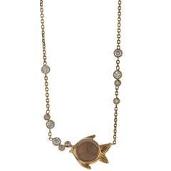 Necklace Pink Gold 18 Karat 11.28g Quartz 6.25 Carat White Diamonds 0.78 Carat